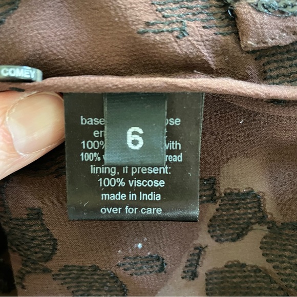 Rachel Comey brown transparent button down shirt with sequin florals - Picture 4 of 4